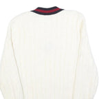 REDAY STEADY GO Womens White Navy & Red Patterned Jumper V-Neck Cable Knit S