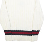 REDAY STEADY GO Womens White Navy & Red Patterned Jumper V-Neck Cable Knit S