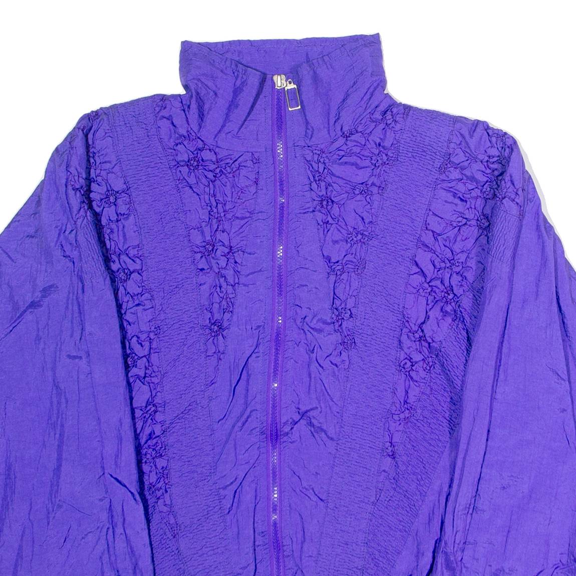 GREAT CAVALIER Ruched Womens Shell Jacket Purple Nylon 80s L