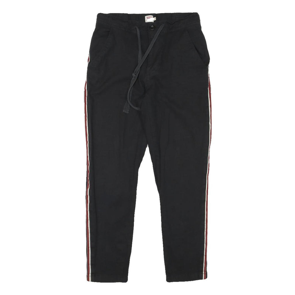 LEVI'S Womens Black Slim Drawstring Cotton Blend Trousers W23 L25 Casual