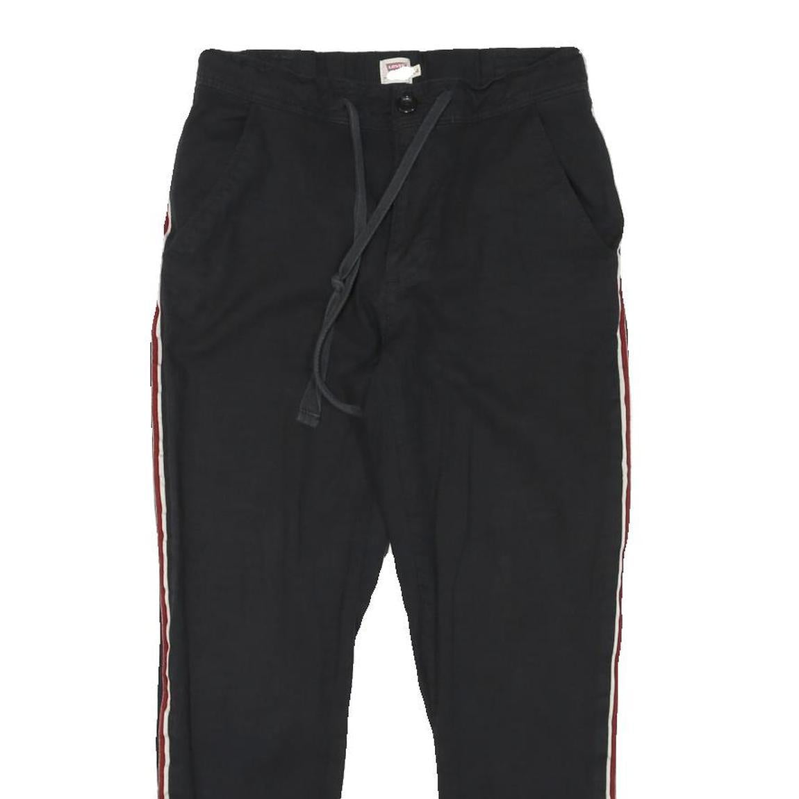 LEVI'S Womens Black Slim Drawstring Cotton Blend Trousers W23 L25 Casual