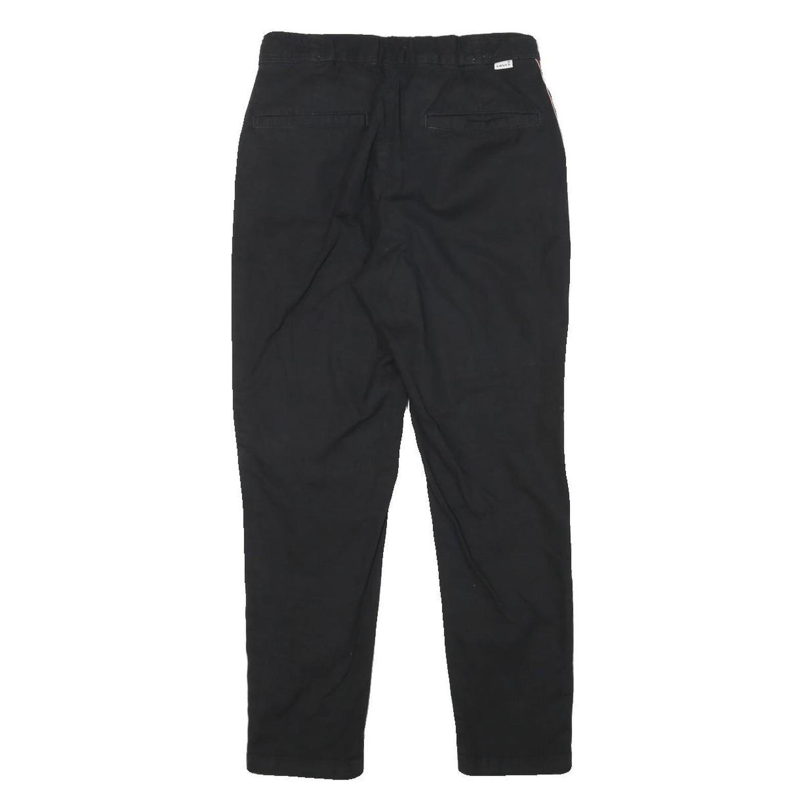 LEVI'S Womens Black Slim Drawstring Cotton Blend Trousers W23 L25 Casual