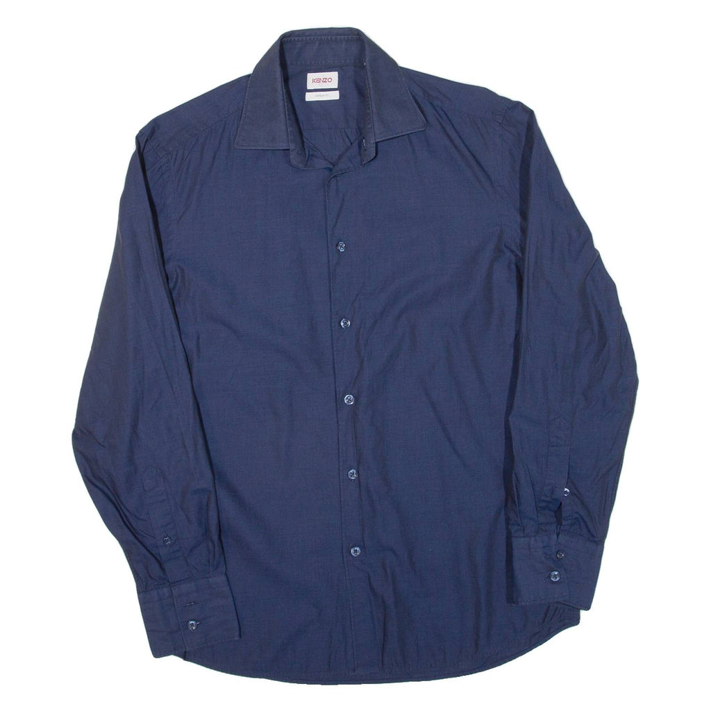KENZO Comfort Fit Mens Plain Shirt Blue Long Sleeve S