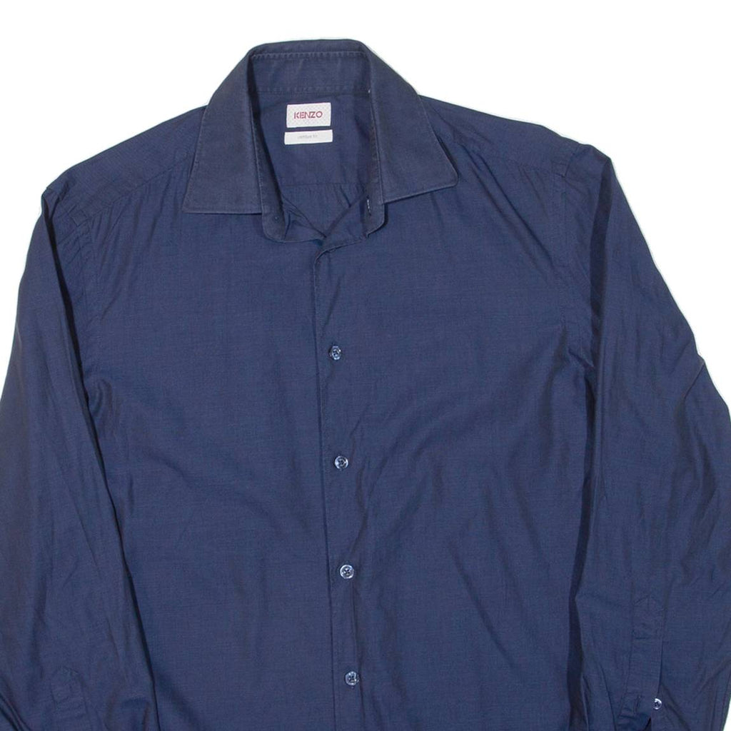KENZO Comfort Fit Mens Plain Shirt Blue Long Sleeve S