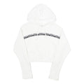 ADIDAS Womens White Cropped Hoodie UK 12 Cotton Long Sleeve Pull On Sports