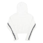 ADIDAS Womens White Cropped Hoodie UK 12 Cotton Long Sleeve Pull On Sports