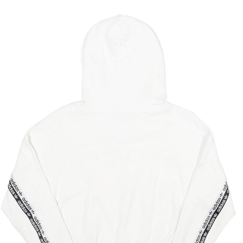 ADIDAS Womens White Cropped Hoodie UK 12 Cotton Long Sleeve Pull On Sports