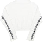 ADIDAS Womens White Cropped Hoodie UK 12 Cotton Long Sleeve Pull On Sports