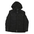GUESS Mens Black Zip Jacket M Cotton Blend Hooded Casual Style