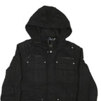 GUESS Mens Black Zip Jacket M Cotton Blend Hooded Casual Style