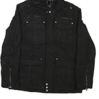 GUESS Mens Black Zip Jacket M Cotton Blend Hooded Casual Style