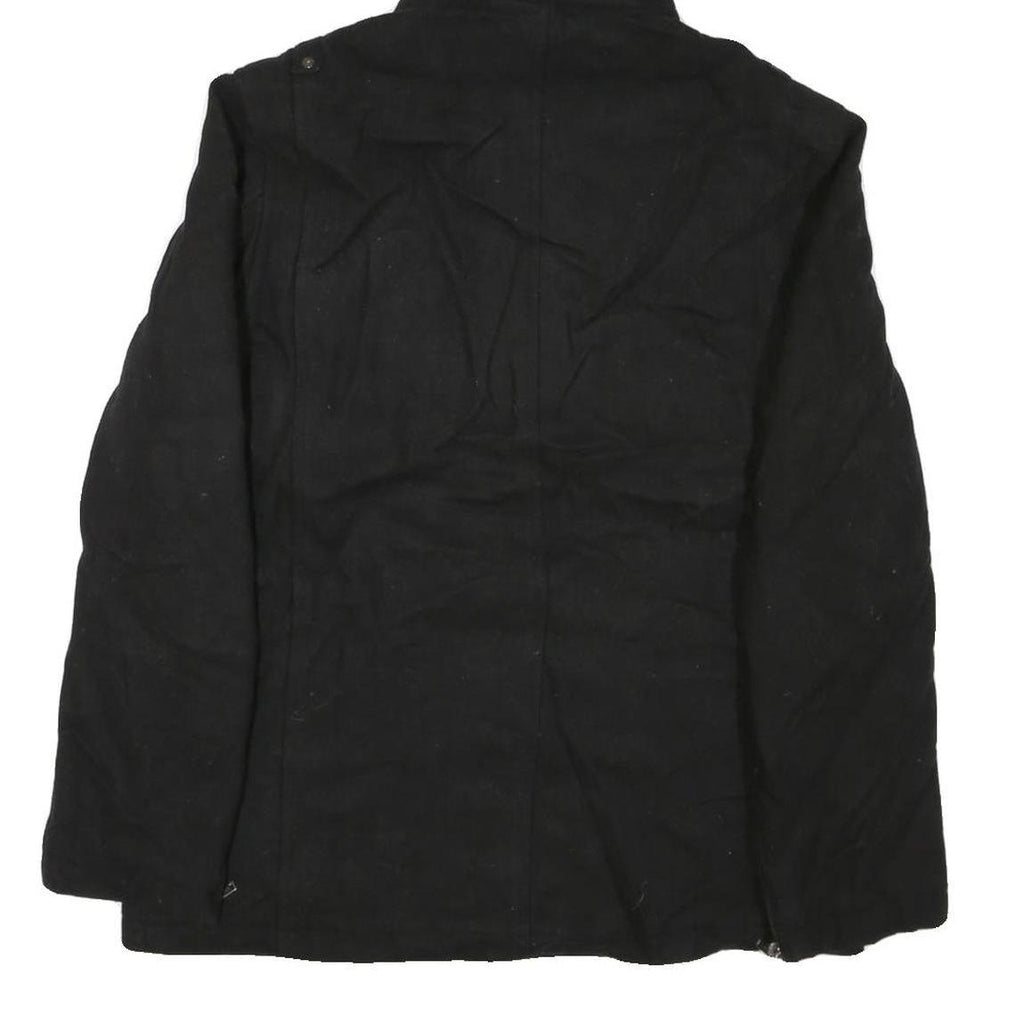 GUESS Mens Black Zip Jacket M Cotton Blend Hooded Casual Style