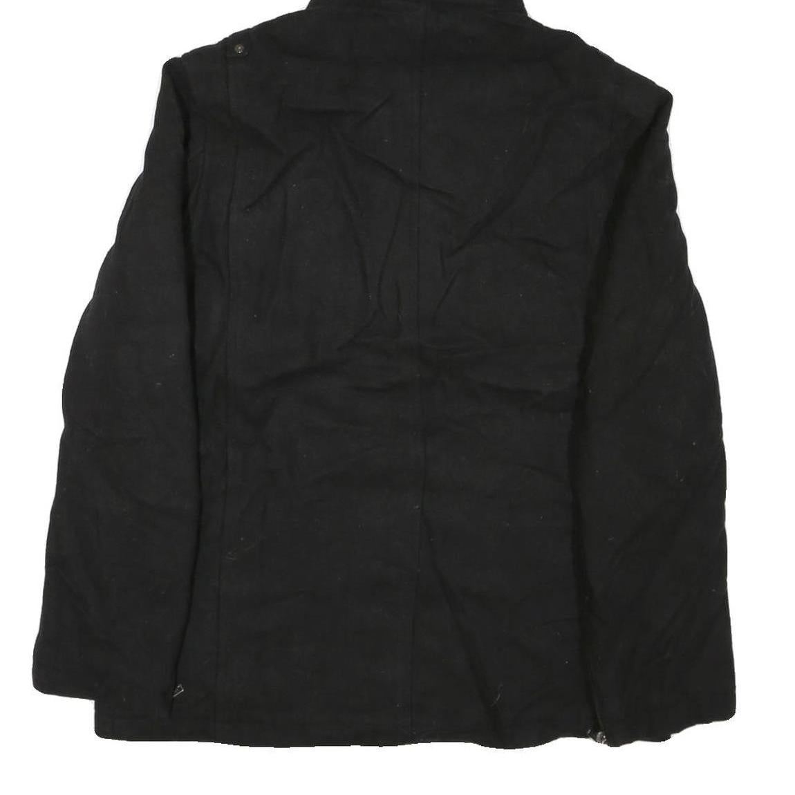 GUESS Mens Black Zip Jacket M Cotton Blend Hooded Casual Style