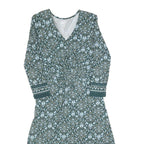LANDS END Womens Green Floral Day Cotton Blend Dress Long Sleeve XS