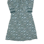 LANDS END Womens Green Floral Day Cotton Blend Dress Long Sleeve XS