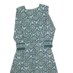 LANDS END Womens Green Floral Day Cotton Blend Dress Long Sleeve XS