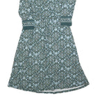 LANDS END Womens Green Floral Day Cotton Blend Dress Long Sleeve XS