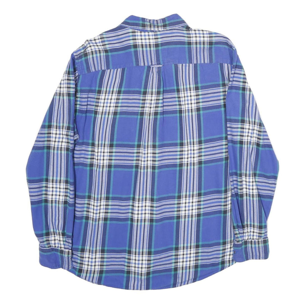 CHAPS Mens Blue & White Plaid Cotton Shirt XL Button Down Casual Classic