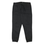 PULL & BEAR Mens Cotton Blend Black Relaxed Drawstring Cargo Trousers W32 L28