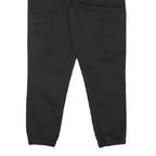 PULL & BEAR Mens Cotton Blend Black Relaxed Drawstring Cargo Trousers W32 L28