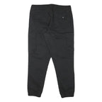 PULL & BEAR Mens Cotton Blend Black Relaxed Drawstring Cargo Trousers W32 L28
