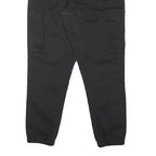 PULL & BEAR Mens Cotton Blend Black Relaxed Drawstring Cargo Trousers W32 L28