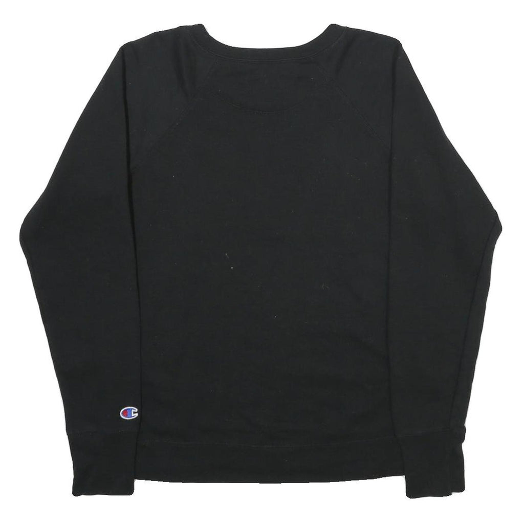 CHAMPION Mens Black Cotton Blend Crew Neck Sweatshirt M Logo Print Casual