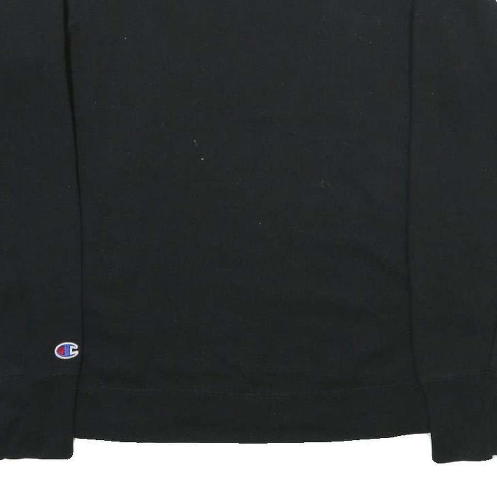 CHAMPION Mens Black Cotton Blend Crew Neck Sweatshirt M Logo Print Casual