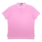 POLO RALPH LAUREN Mens Pink Short Sleeve Plain L Cotton Polo Shirt Classic Fit