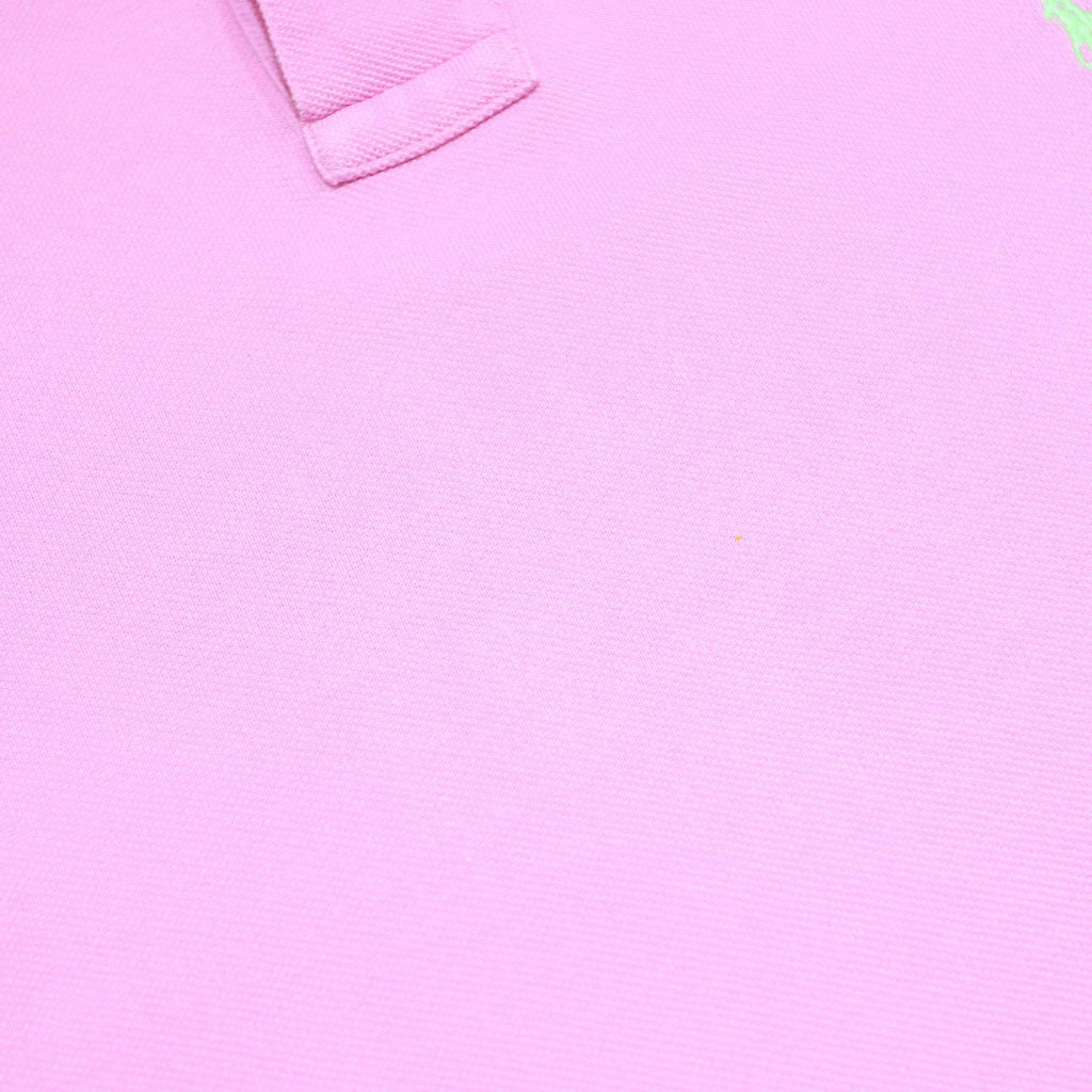 POLO RALPH LAUREN Mens Pink Short Sleeve Plain L Cotton Polo Shirt Classic Fit