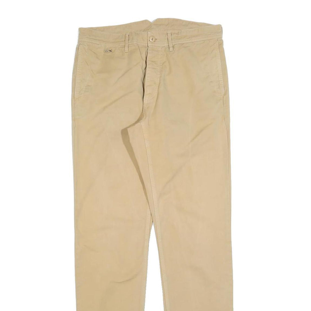 LACOSTE LIVE Mens Cotton Blend Beige Slim Straight Trousers W33 L33 Casual Smart