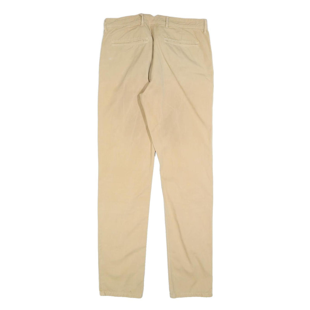 LACOSTE LIVE Mens Cotton Blend Beige Slim Straight Trousers W33 L33 Casual Smart