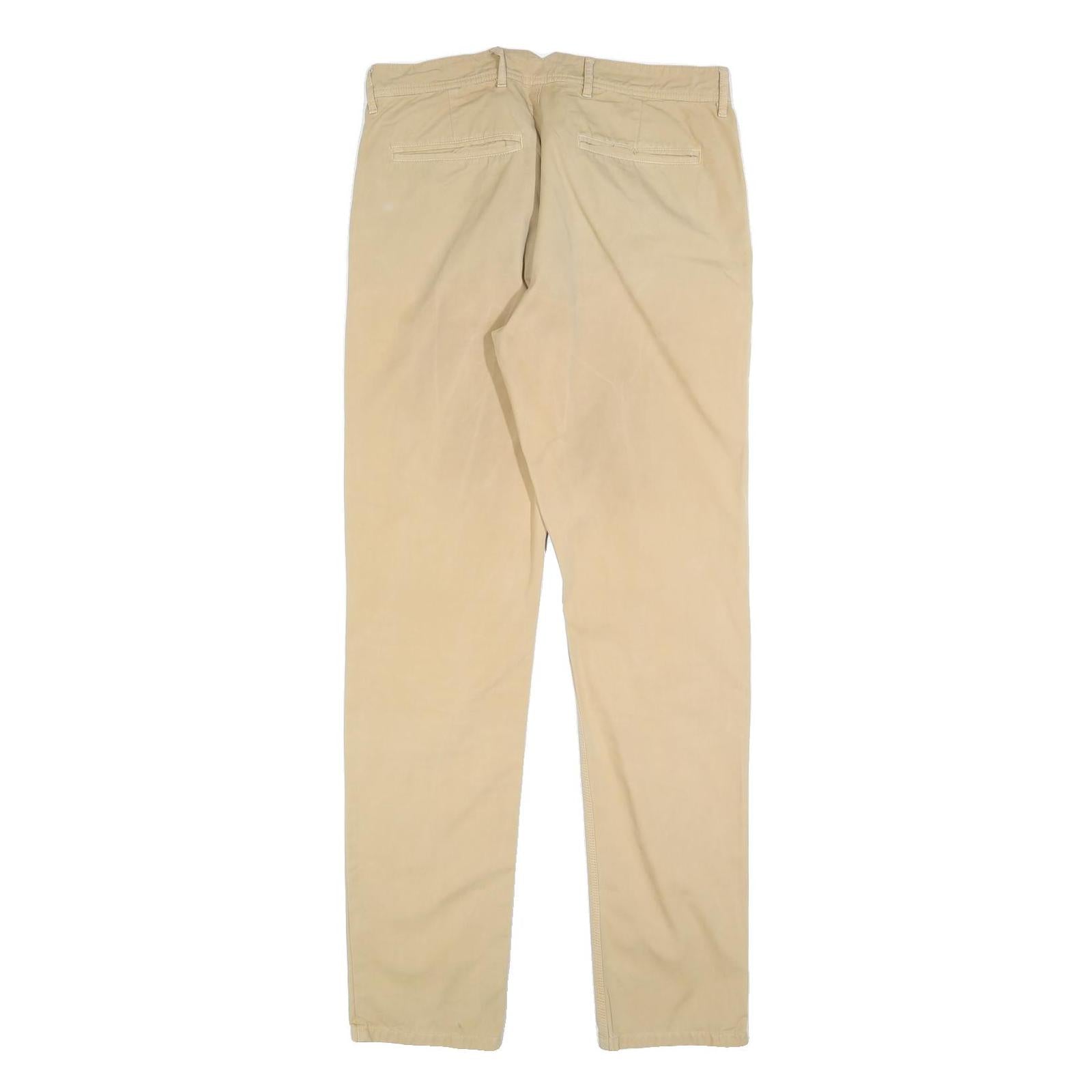 LACOSTE LIVE Mens Cotton Blend Beige Slim Straight Trousers W33 L33 Casual Smart