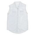 LEE Womens Light Blue Sleeveless Shirt S Cotton Blend Casual Summer Top