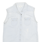LEE Womens Light Blue Sleeveless Shirt S Cotton Blend Casual Summer Top