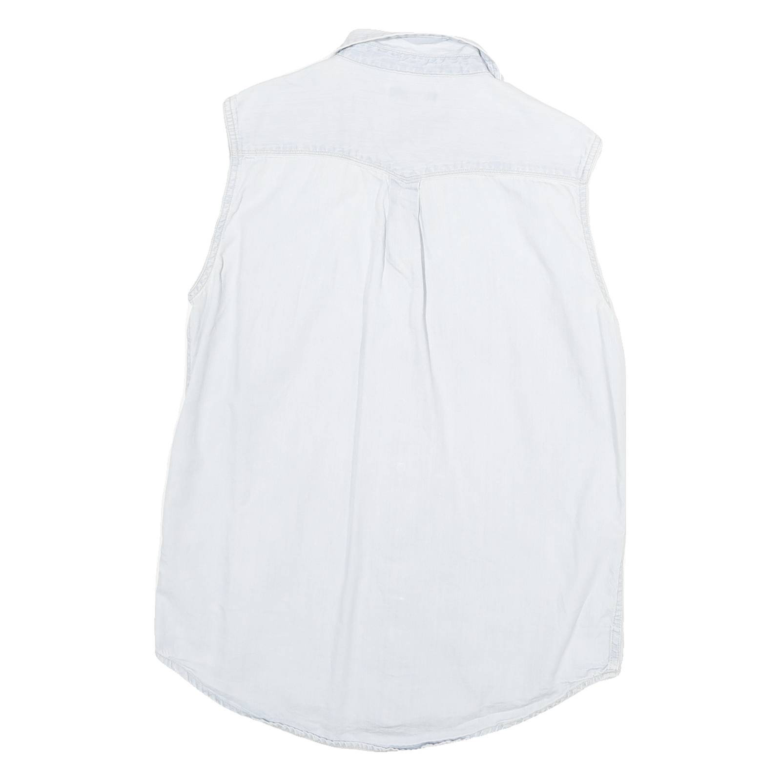 LEE Womens Light Blue Sleeveless Shirt S Cotton Blend Casual Summer Top