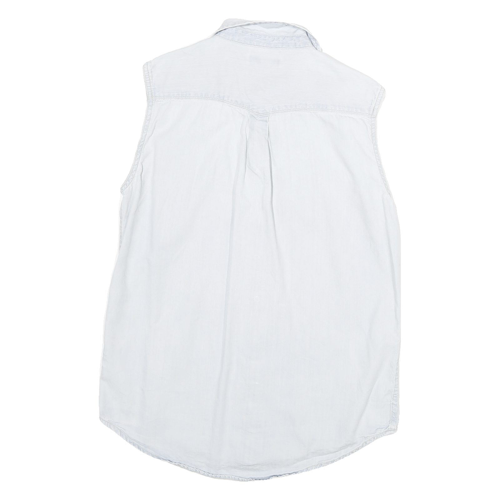 LEE Womens Light Blue Sleeveless Shirt S Cotton Blend Casual Summer Top