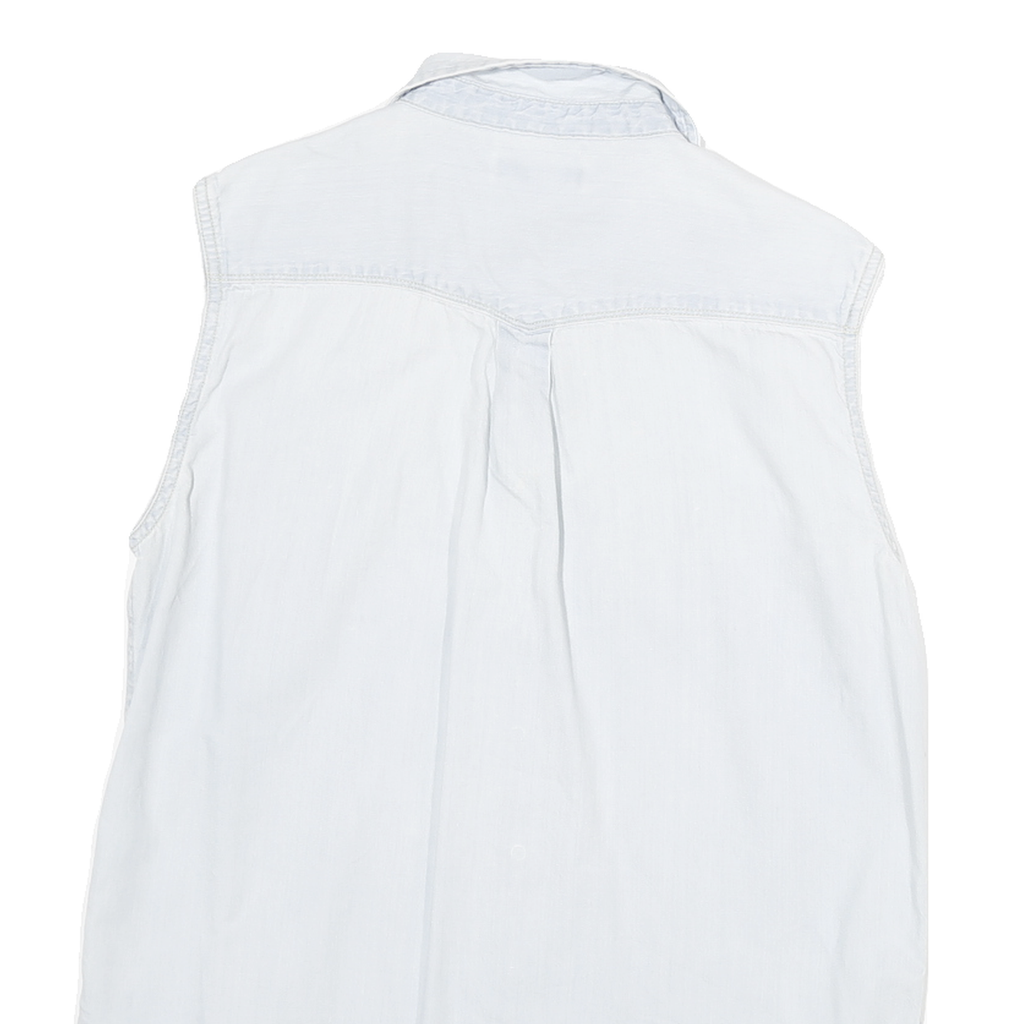 LEE Womens Light Blue Sleeveless Shirt S Cotton Blend Casual Summer Top