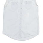 LEE Womens Light Blue Sleeveless Shirt S Cotton Blend Casual Summer Top