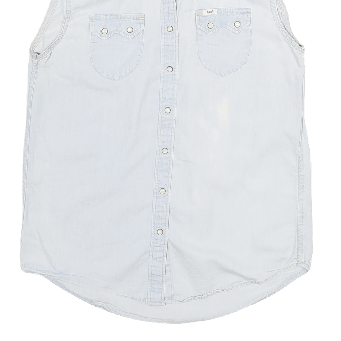 LEE Womens Light Blue Sleeveless Shirt S Cotton Blend Casual Summer Top