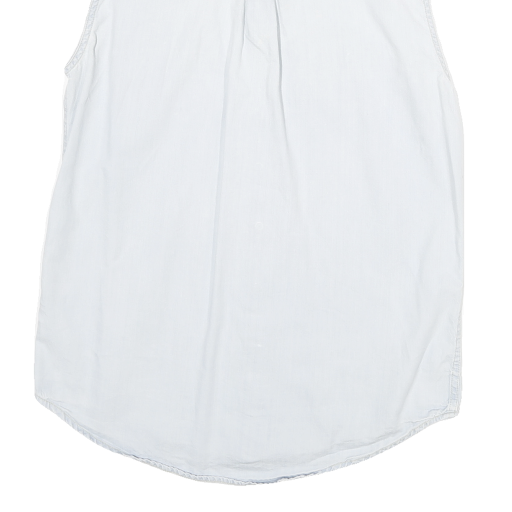 LEE Womens Light Blue Sleeveless Shirt S Cotton Blend Casual Summer Top