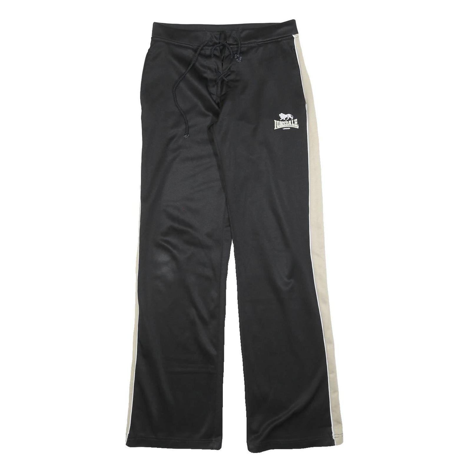 LONSDALE Womens Joggers Black & Cream S W28 L32 Drawstring Logo Casual Wear