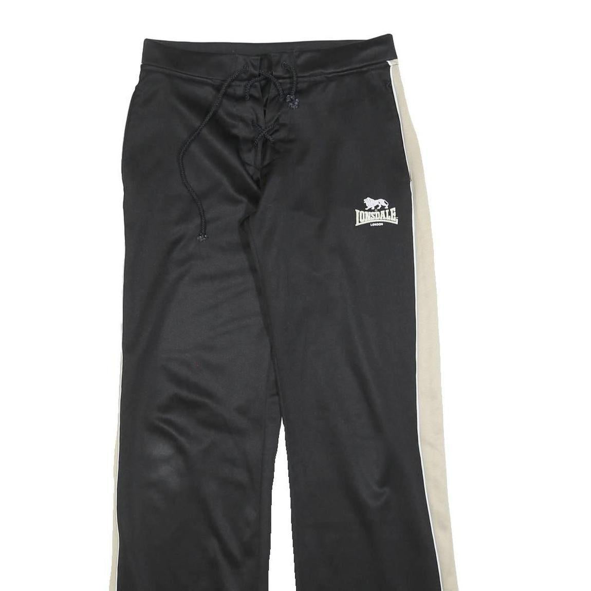 LONSDALE Womens Joggers Black & Cream S W28 L32 Drawstring Logo Casual Wear