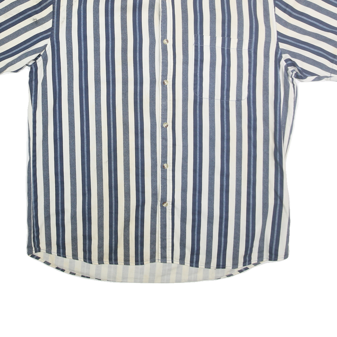 FADED GLORY Mens Blue & White Striped Shirt XL Cotton Casual Summer Button-Down