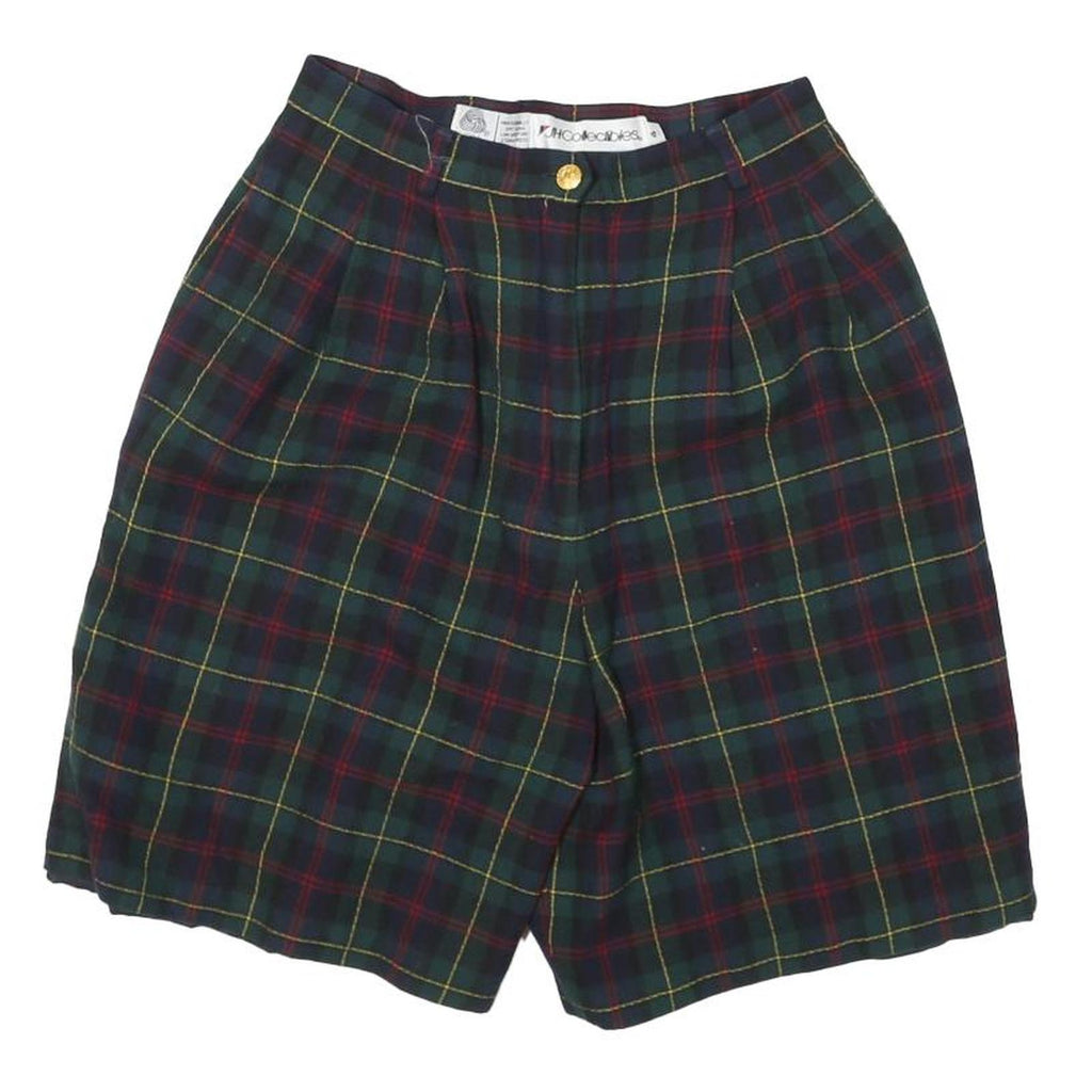 JH COLLECTIBLES Womens Shorts Green Tartan Plaid XS W23 Wool Casual