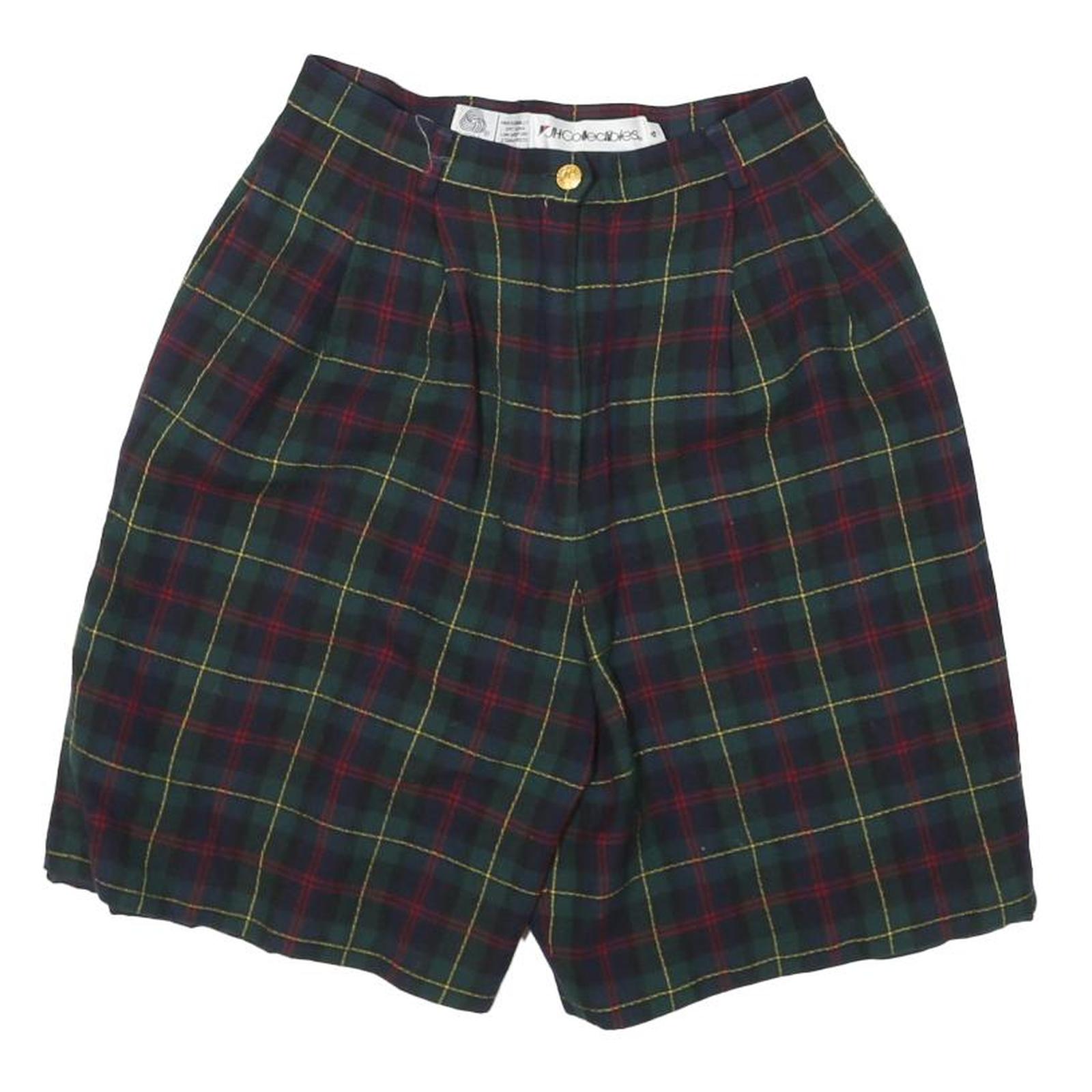 JH COLLECTIBLES Womens Shorts Green Tartan Plaid XS W23 Wool Casual