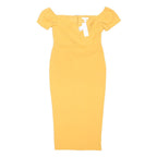 TOPSHOP Womens Yellow Day Dress Polyester Blend Short Sleeve Midi UK 12 Elegant