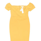 TOPSHOP Womens Yellow Day Dress Polyester Blend Short Sleeve Midi UK 12 Elegant