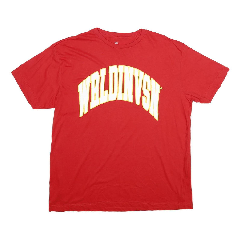 WRLDVSN Mens Red WRLDINVSN Graphic T-Shirt XL Short Sleeve Crew Neck Cotton