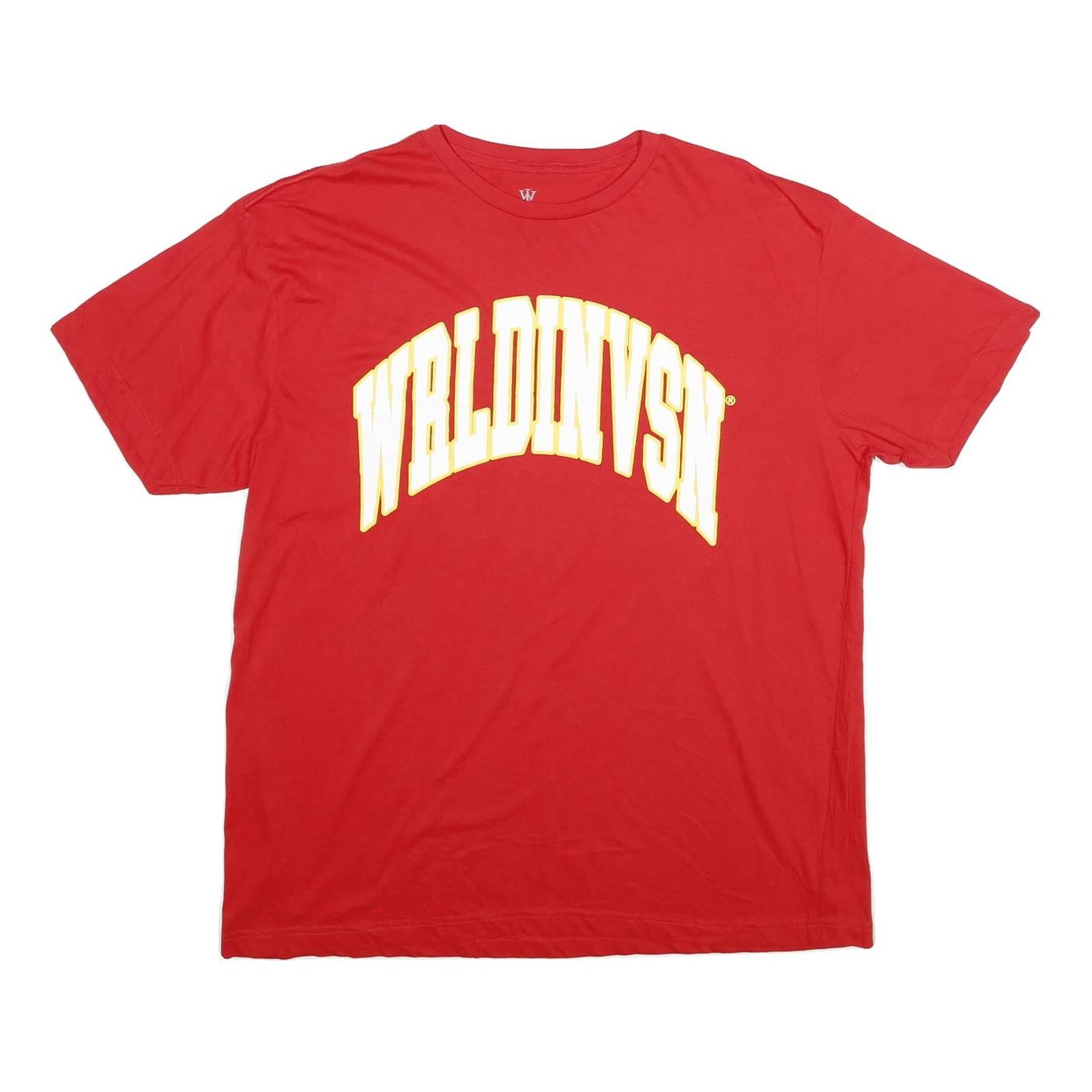 WRLDVSN Mens Red WRLDINVSN Graphic T-Shirt XL Short Sleeve Crew Neck Cotton